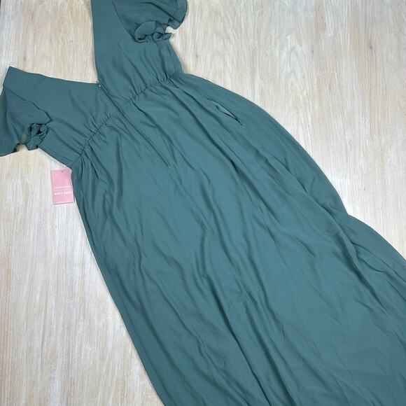 NWT Birdy Grey Chiffon Sea Glass Hannah Empire V-Neck Romantic Dress Gown XL - Picture 9 of 16
